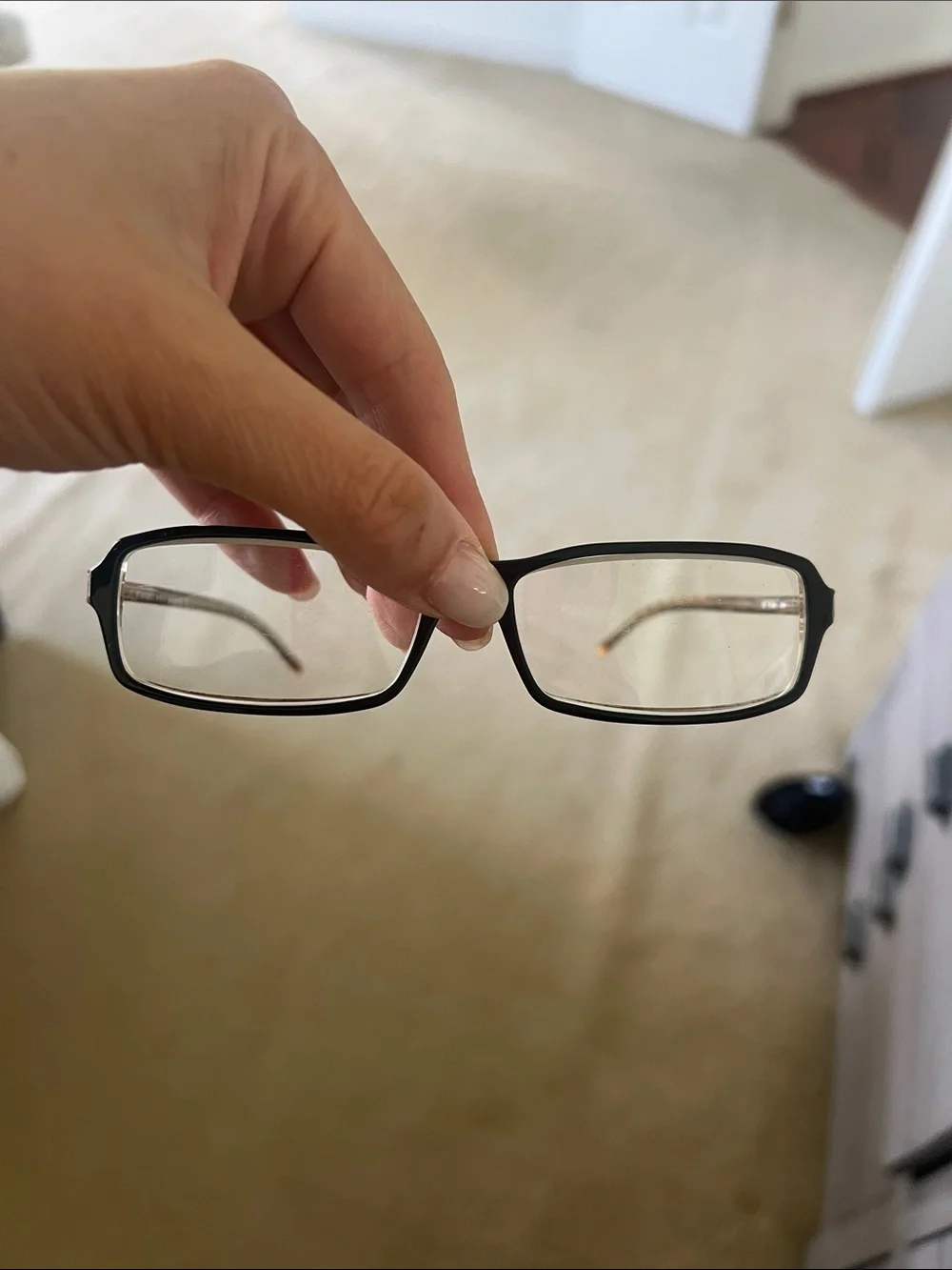 Black Square Frame Eyeglasses with Silver Accent